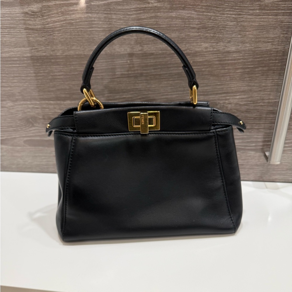 Fendi Small Peekaboo Bag Black with Gold Hardware